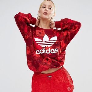 adidas Originals Floral Sweatshirt w/ Trefoil Logo
